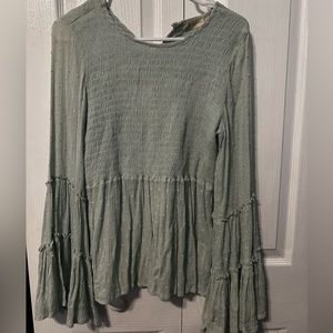 Altar’d State Smocked Top With Bell Sleeves